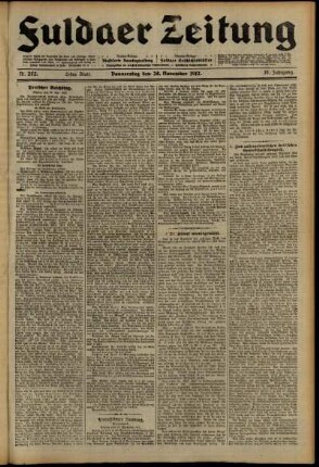 Erste Ausgabe vom Donnerstag, den 28. November 1912.