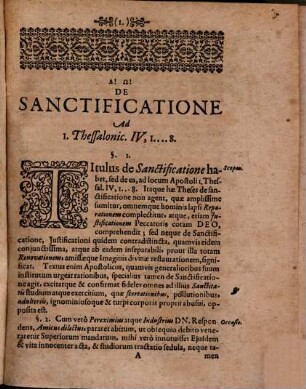 Disputatio Theologica De Sanctificatione : Ad 1. Thessalonic. IV., 1. .. 8.