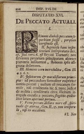Disputatio XVI. De Peccato Actuali