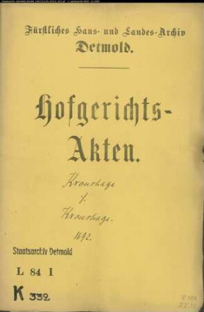 Kronshage, Henrich zu Eckendorf gegen Hermann Kronshage - Abfindung eines Kindes II. Ehe