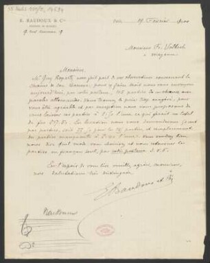 Brief an Fritz Volbach : 19.02.1900