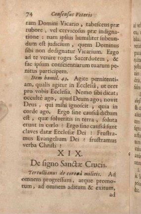 XIX. De signo Sanctae Crucis.