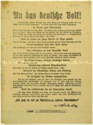 Flugblatt zur Wahl von Paul von Hindenburg zum Reichspräsidenten 1925