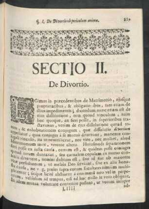 Sectio II. De Divortio
