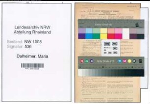 Entnazifizierung Maria Dalheimer , geb. 20.09.1901 ()