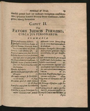 Caput II. De Favore Iudicis Permisso, Circa Ius Personarum.