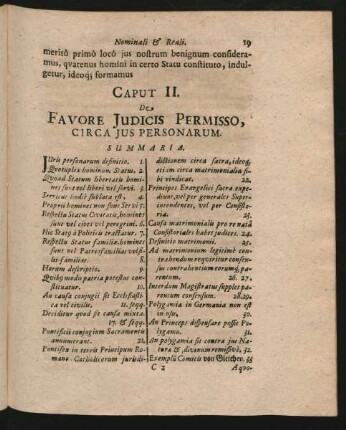 Caput II. De Favore Iudicis Permisso, Circa Ius Personarum.