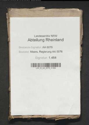 Verzeichnis der kurrenten Vormundschaften bei der Moersischen Regierung von 1771