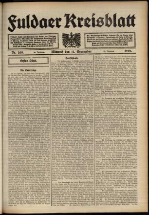 Erste Ausgabe vom Mittwoch, den 11. September 1912.