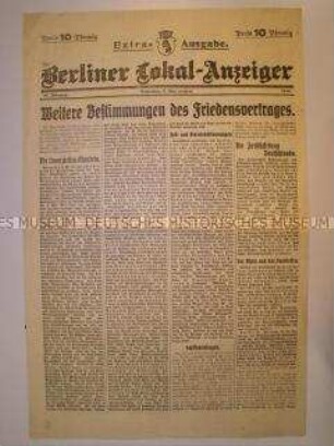 Sonderdruck des "Berliner Lokal-Anzeigers" zum Versailler Vertrag