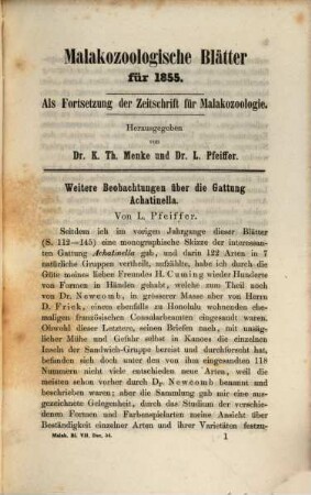 Malakozoologische Blätter. 2, 2. 1855 (1856)