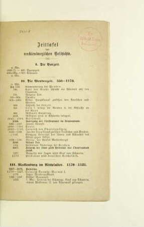 Zeittafel der mecklenburgischen Geschichte