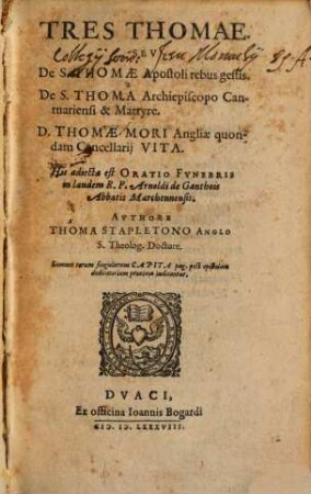 Tres Thomae seu de S. Thomae apostoli rebus gestis