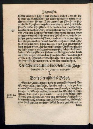 Ursachen warumb die Gottlosen Jagten abzustellen oder zu endern.