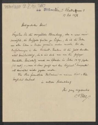 Brief an Friedrich Wilhelm Jähns : 17.10.1878