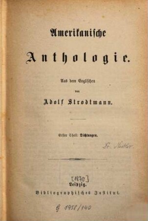 Amerikanische Anthologie. 1, Dichtungen