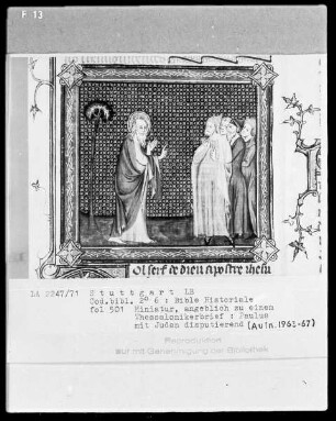 Bible Historiale — Paulus mit Juden disputierend, Folio 501recto
