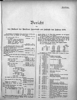 1879: Bericht über den Zustand der städtischen Sparkasse zu Berlin am Schlusse des Jahres ...