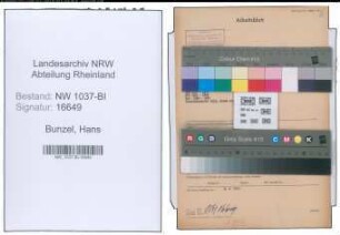 Entnazifizierung Hans Bunzel , geb. 28.06.1905 (Zollinspektor)