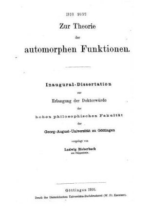 Zur Theorie der automorphen Funktionen