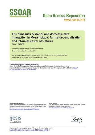 The dynamics of donor and domestic elite interaction in Mozambique: formal decentralisation and informal power structures