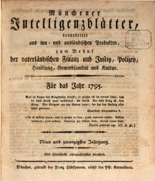 Münchner Intelligenzblatt. 1795 = Jg. 29
