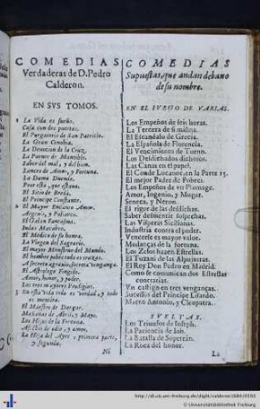 Liste der Comedias Calderóns.