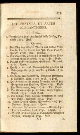 Litteratvra et artes elegantiores