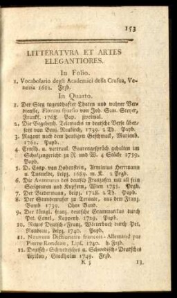 Litteratvra et artes elegantiores