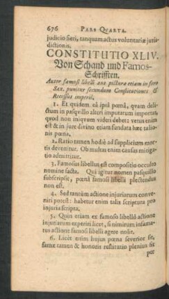 Constitutio XLIV. Von Schand und Famos-Schrifften