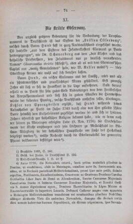 XI. Die strikte Observanz