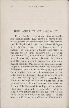 Berlin-Museets Nya Rembrandt.