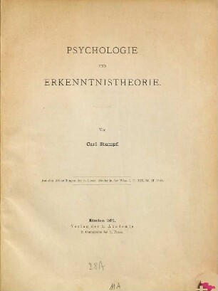 Psychologie und Erkenntnistheorie