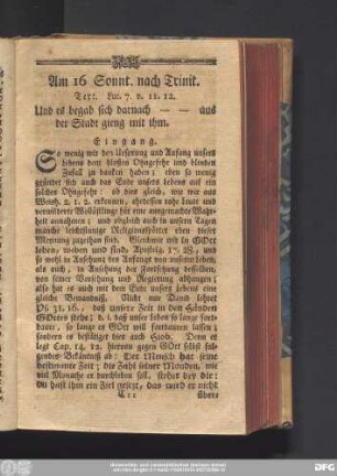 Am 16 Sonnt. nach Trinit. Text. Luc. 7. v. 11. 12.