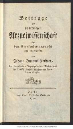 Beiträge zur praktischen Arzneiwissenschaft : bey dem Krankenbette gemacht und entworfen