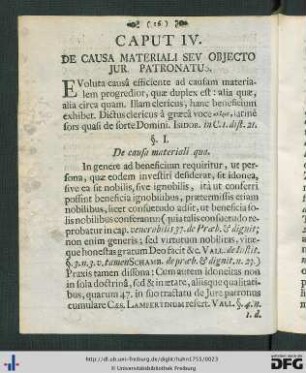 Caput IV. De Causa Materiali Seu Objecto Jur. Patronatus.