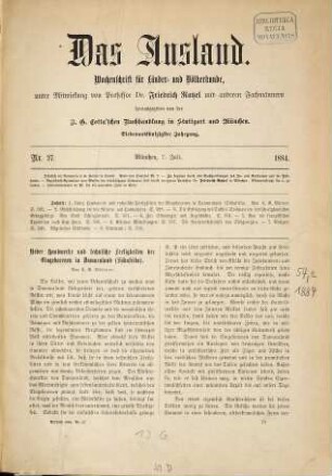 Das Ausland : Wochenschrift für Erd- und Völkerkunde. 57, 2. 1884