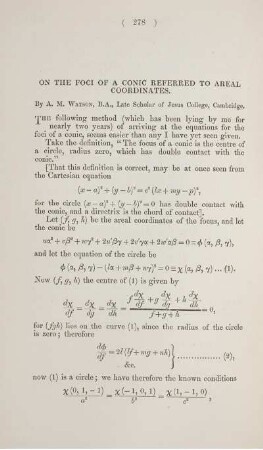 On the foci of a conic referred to areal coordinates.