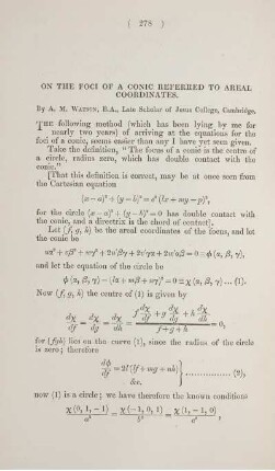 On the foci of a conic referred to areal coordinates.