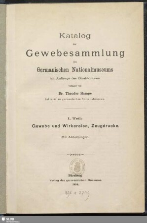 1. Teil: Gewebe und Wirkereien, Zeugdrucke