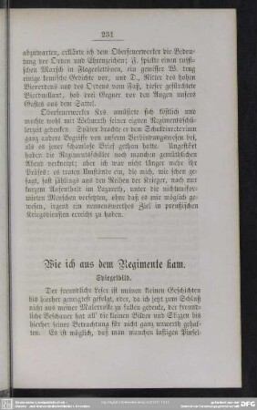 Wie ich aus dem Regimente kam