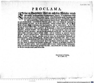 PROCLAMA : Decretum in Senatu, den 12. Junii, 1753