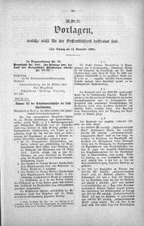 Vorlagen welche nicht für die Oeffentlichkeit bestimmt sind., 13. November 1901