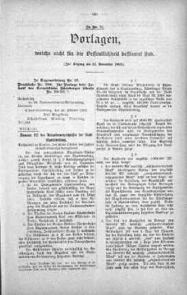 Vorlagen welche nicht für die Oeffentlichkeit bestimmt sind., 13. November 1901