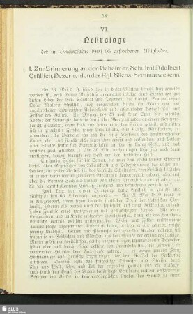 VI. Nekrolog der im Vereinsjahre 1904/05 gestorbenen Mitglieder