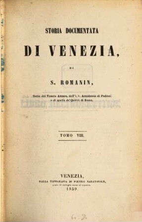 Storia documentata di Venezia, 8