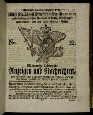 No. 32. Montags, den 6ten August, 1759.