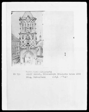 Blatt aus Skizzenbuch Römische Reise - Prag, Pulverturm