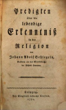 Predigten über die lebendige Erkenntniß in der Religion
