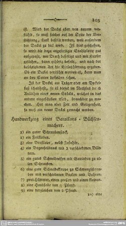 Handwerkzeug eines Bataillons-Büchsenmachers